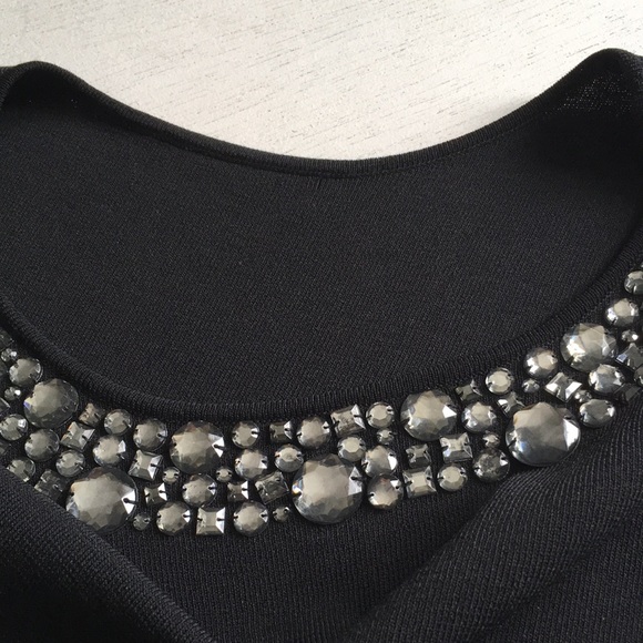 Joseph A Rhinestone Neckline Black Knit - Picture 5 of 8